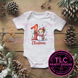 Cheery Snowman Christmas Onesie - Cute First Christmas Onesie CK