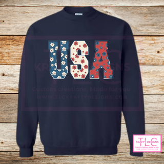 Floral USA Design - Patriotic Summer Apparel