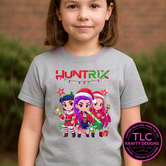 K-Pop Huntrix Cartoon T-Shirt -  Christmas Long or Short Sleeve Tee CK