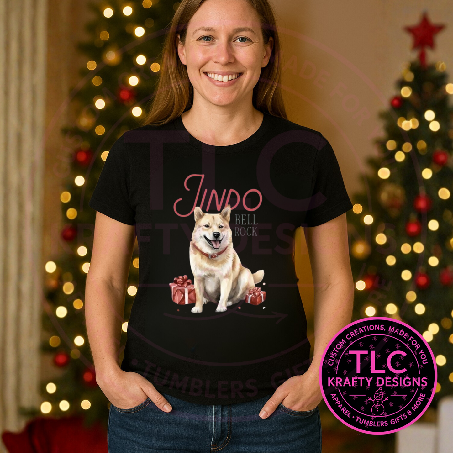 Jindo Bell Rock Christmas T-Shirt – Festive Holiday Dog Lover Long or Short Sleeve Tee CK