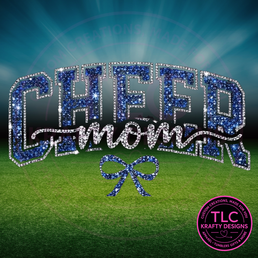 PREORDER XL Cheer Mom Blue Rhinestone Patch – Cheer Apparel Iron-On/ Sew-On Patch