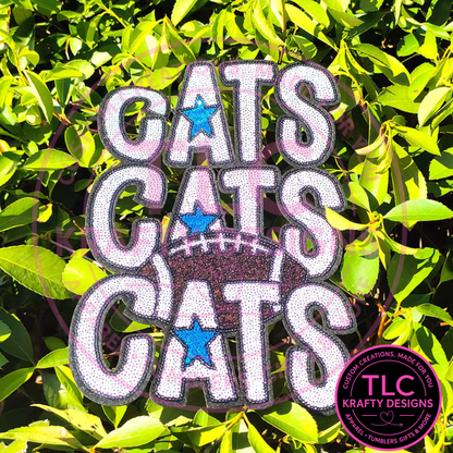 PREORDER XL Cats Football Sequin Patch – Sporty Iron-On / Sew-On Applique CK