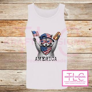 America Raccoon Design – Patriotic Summer Apparel