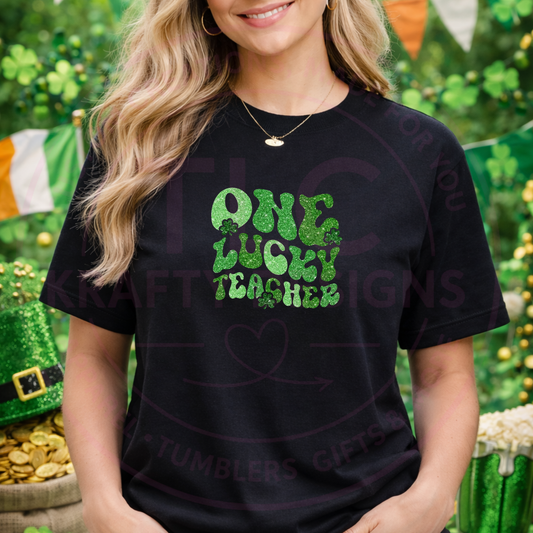 One Lucky Teacher Shirt or Sweatshirt - St. Patrick's Day Apparel CK