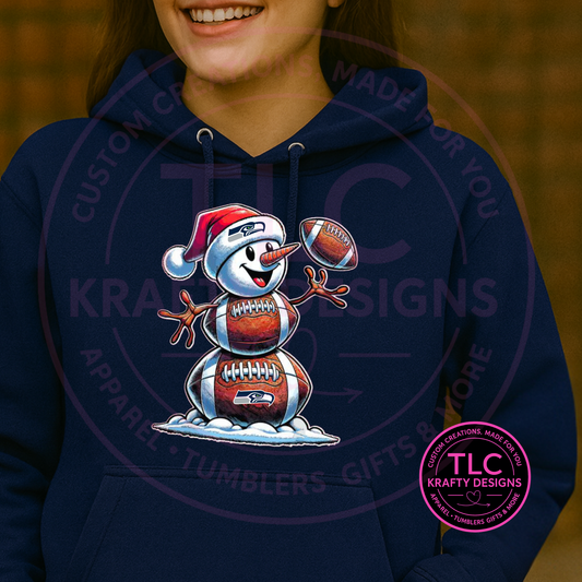 Seattle Football Snowman Sweatshirt – Football Christmas Crew Neck or Hoodie CK