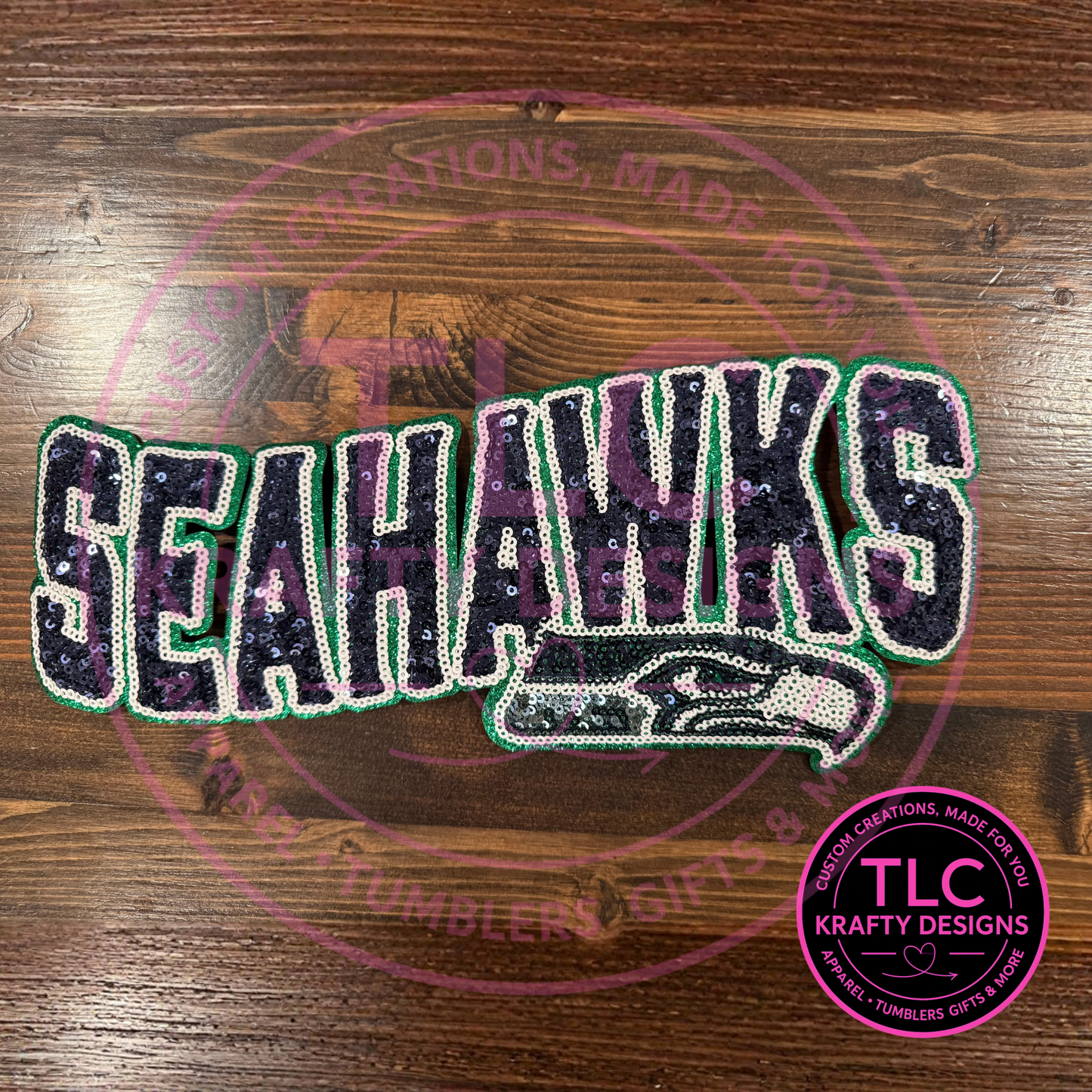 PREORDER XL Seattle Football Sequin Patch – Sporty Iron-On / Sew-On Applique CK