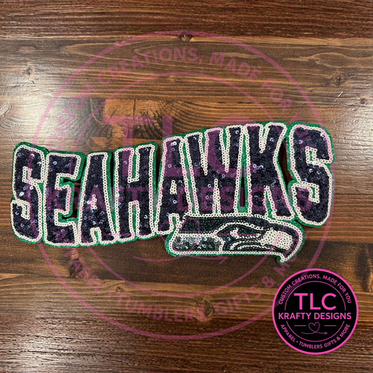 PREORDER XL Seattle Football Sequin Patch – Sporty Iron-On / Sew-On Applique CK