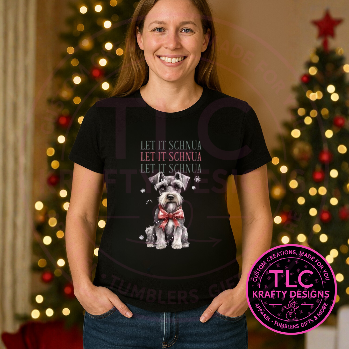 Let it Schnua Christmas T-Shirt – Festive Holiday Dog Lover Long or Short Sleeve Tee CK