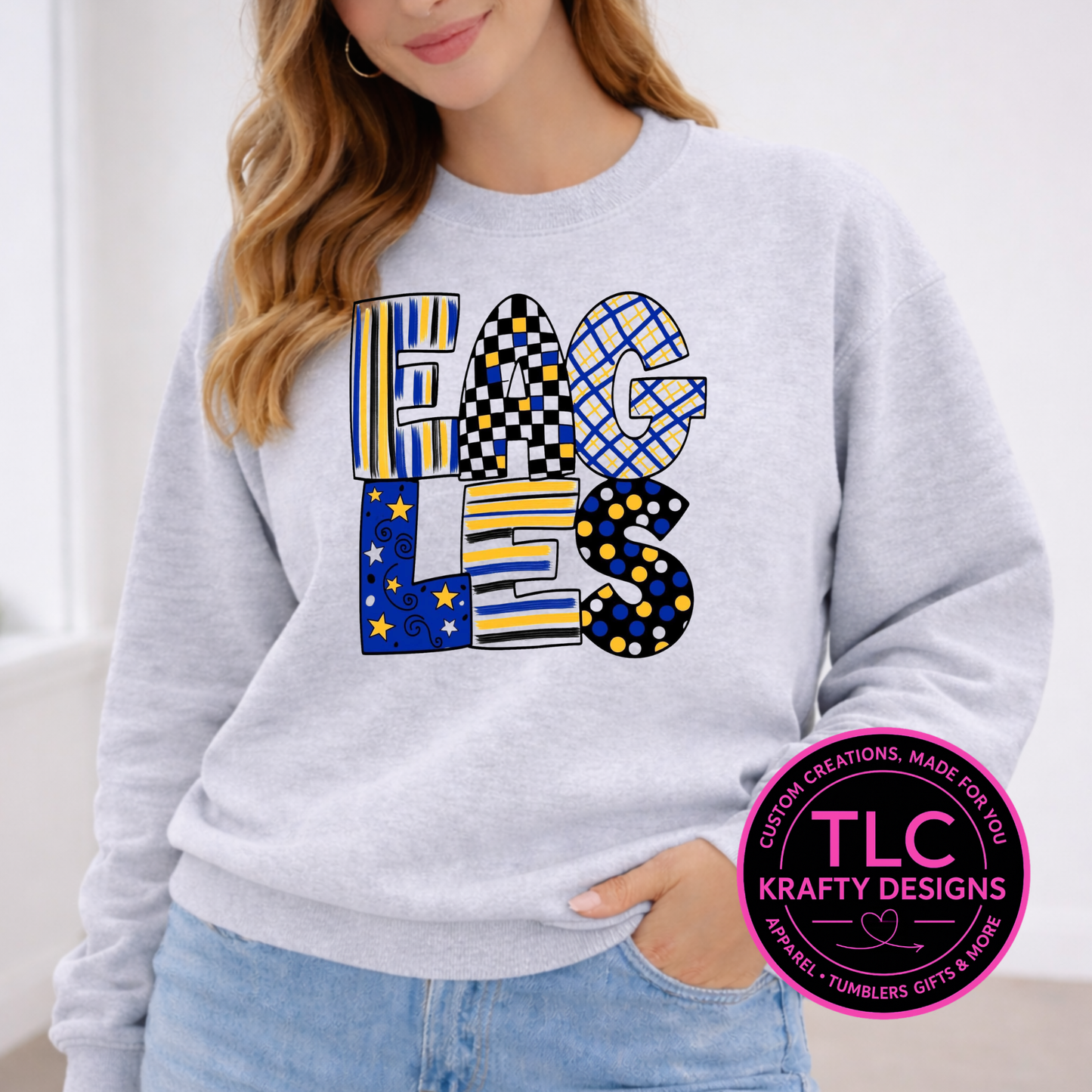 Blue & Yellow Eagles Design Apparel - Eagles Spirit Wear