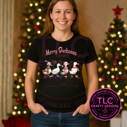 Merry Ducksmas T-Shirt - Festive Christmas Long or Short Sleeve Tee CK