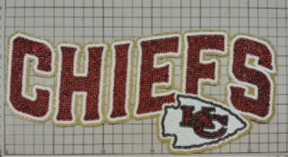 XL Chiefs Chenille Patch – Oversized Iron On Football Patch | Red Gold Team Spirit Appliqué | Jacket Sweatshirt Patch