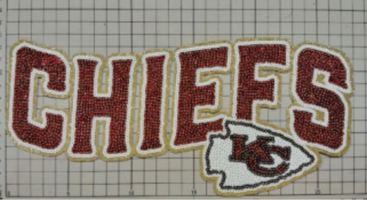 XL Chiefs Chenille Patch – Oversized Iron On Football Patch | Red Gold Team Spirit Appliqué | Jacket Sweatshirt Patch