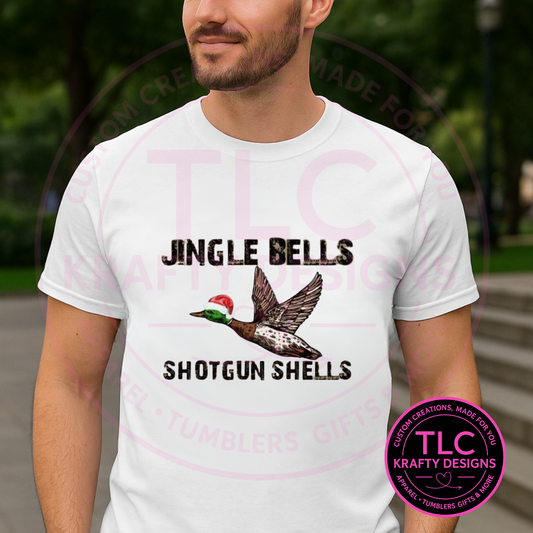 Shotgun Shells Santa Duck T-Shirt - Outdoorsy Christmas Long or Short Sleeve Tee CK