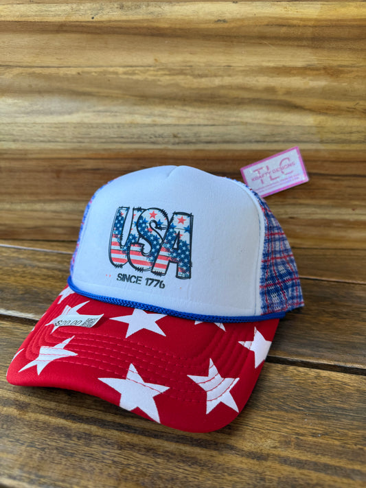 USA Patriotic Trucker Hat – Red, White & Blue “Since 1776” Design
