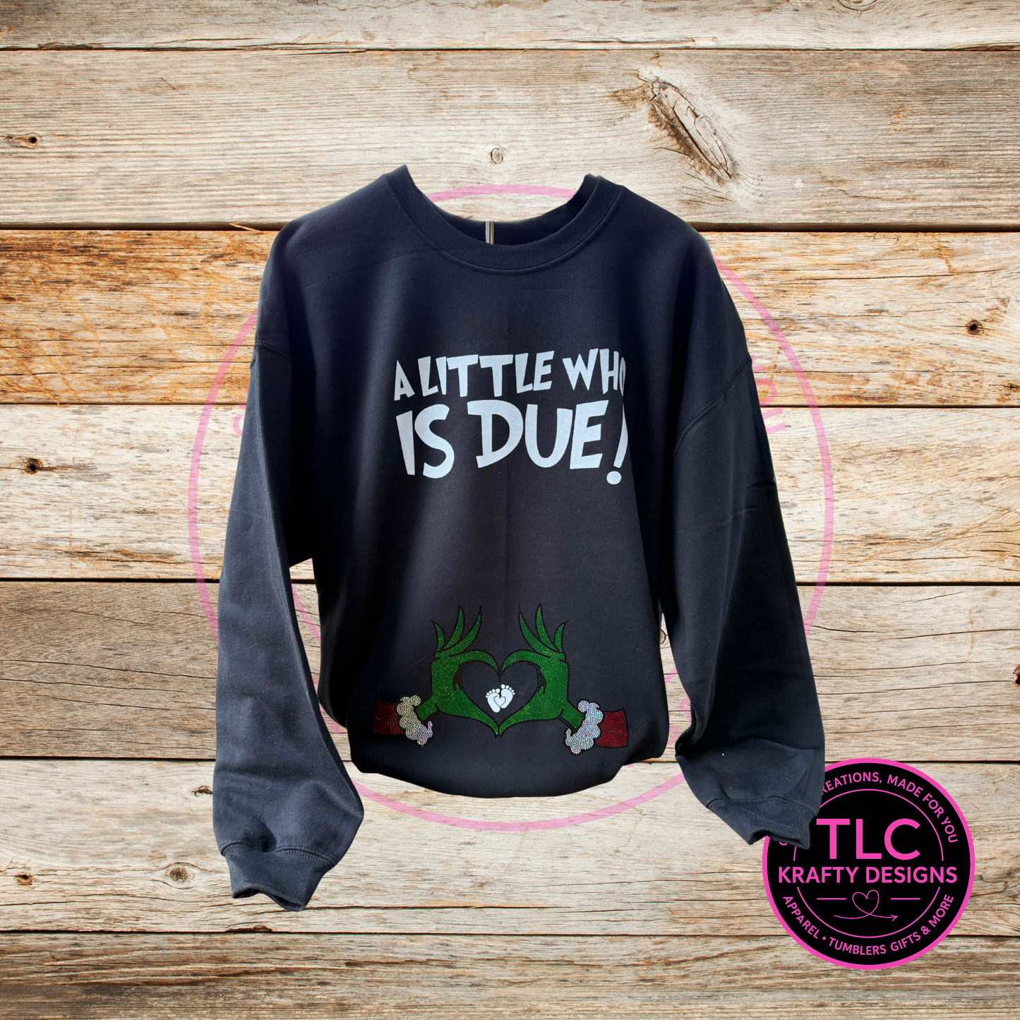 Little Who is Due Maternity Sweatshirt - Fun Christmas Pregnancy Crew Neck or Hoodie CK