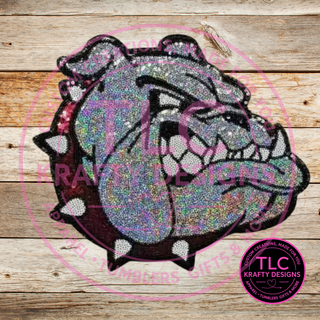 XL Bulldog Sequin Patch Red Collar – Spirit Wear Iron-On / Sew-On Appliqué