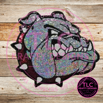 XL Bulldog Sequin Patch Red Collar – Spirit Wear Iron-On / Sew-On Appliqué CK