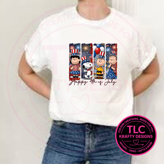 Happy 4th Of July Cartoon Friends Design – Patriotic Summer Apparel