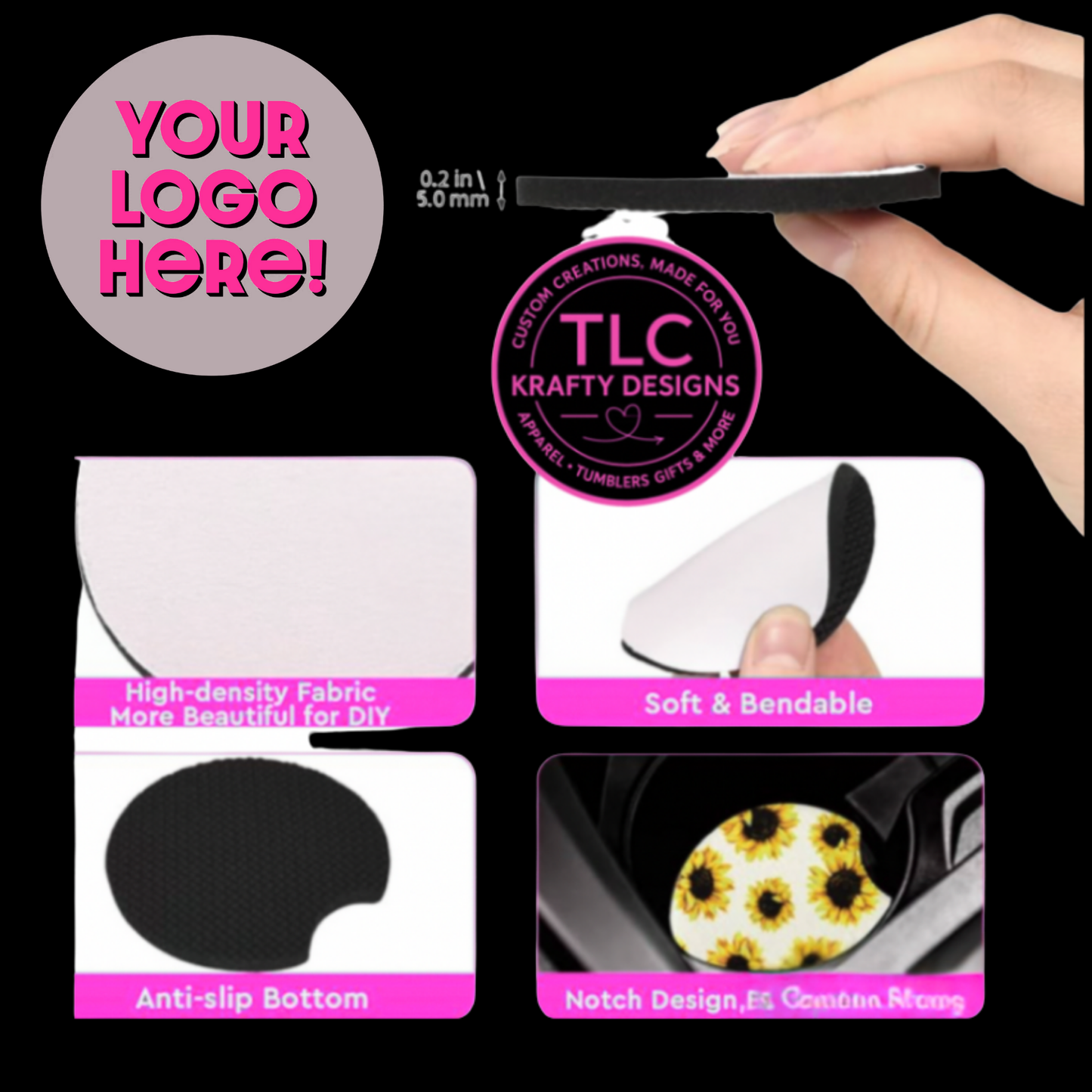 Custom Branded Car Coasters : Branded and Everyday Use - Personalized Business Swag