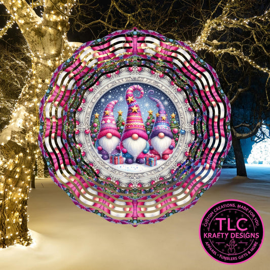 Gnome Trio 10” Wind Spinner – Festive Christmas Sublimated Metal Yard Décor CK