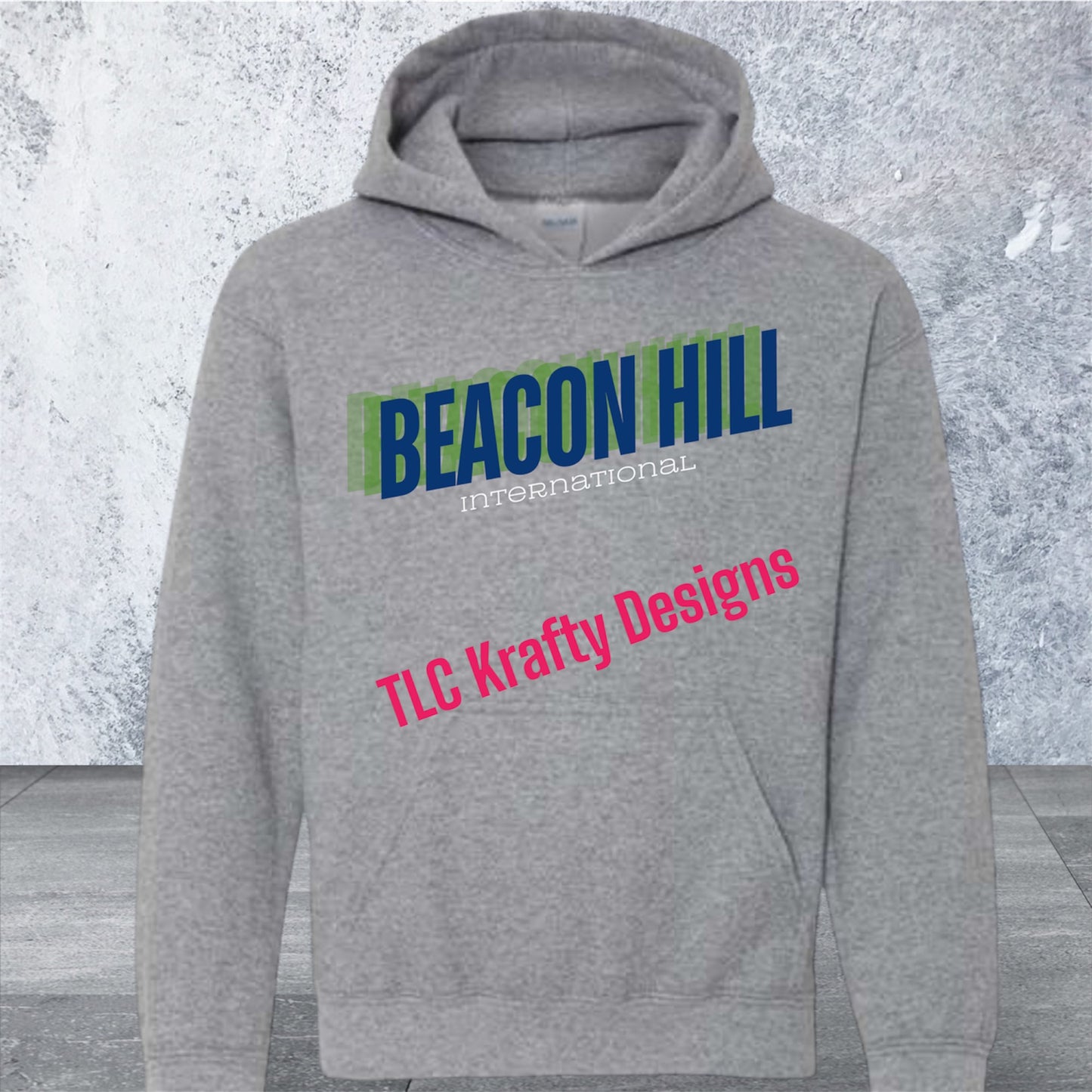 Beacon Hill International Hoodie - Layered Text Design