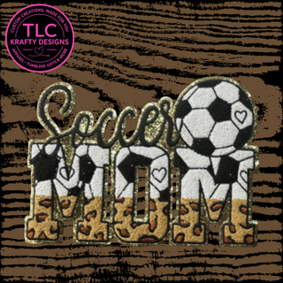 Soccer Mom Hoodie Sweatshirt – Leopard Chenille Soccer MOM Patch Crewneck