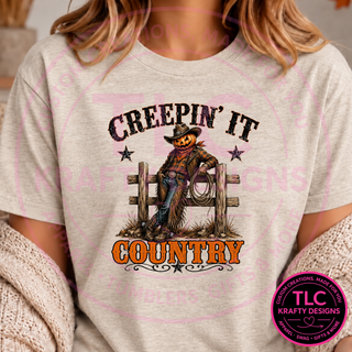 Creepin' It Country Design – Spooky Season Graphic Apparel