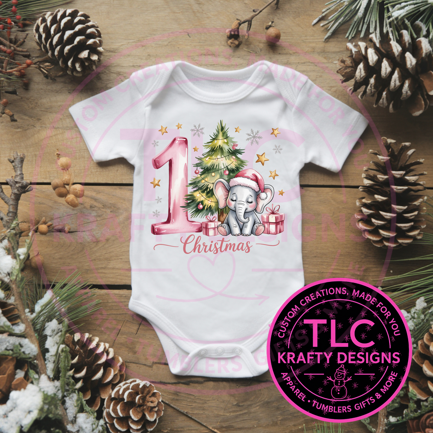 Sweet Baby Elephant Christmas Onesie - Cute First Christmas Onesie CK