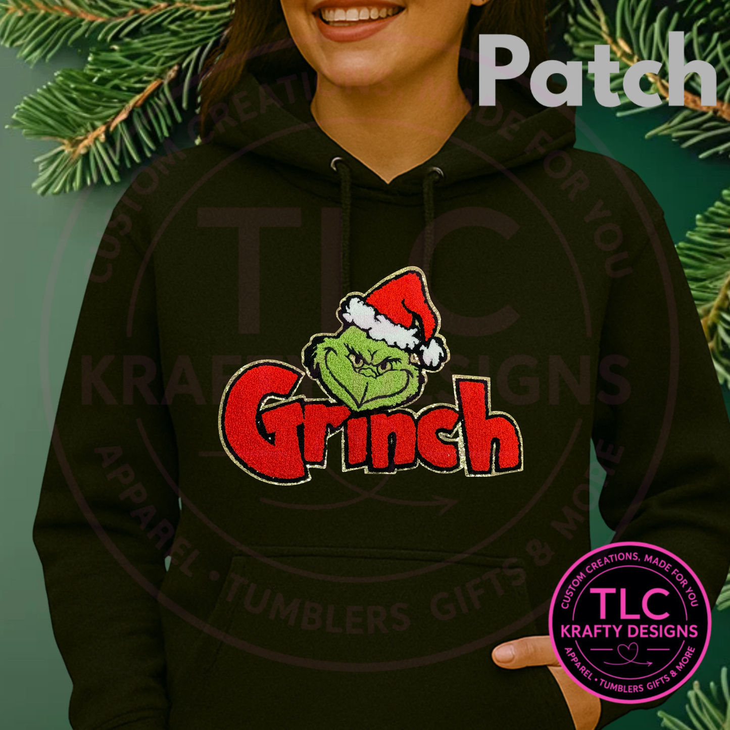 Red Santa Hat Green Man XL Patch – Festive Holiday Iron-On Appliqué | Cute Christmas Patch for Sweatshirts, Hoodies & Totes CK