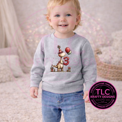 Dinosaur Third Birthday Kids Birthday Shirt - Birthday Vibes Apparel CK