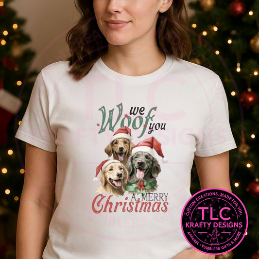 We Woof You a Merry Christmas T-Shirt – Festive Holiday Dog Lover Long or Short Sleeve Tee CK