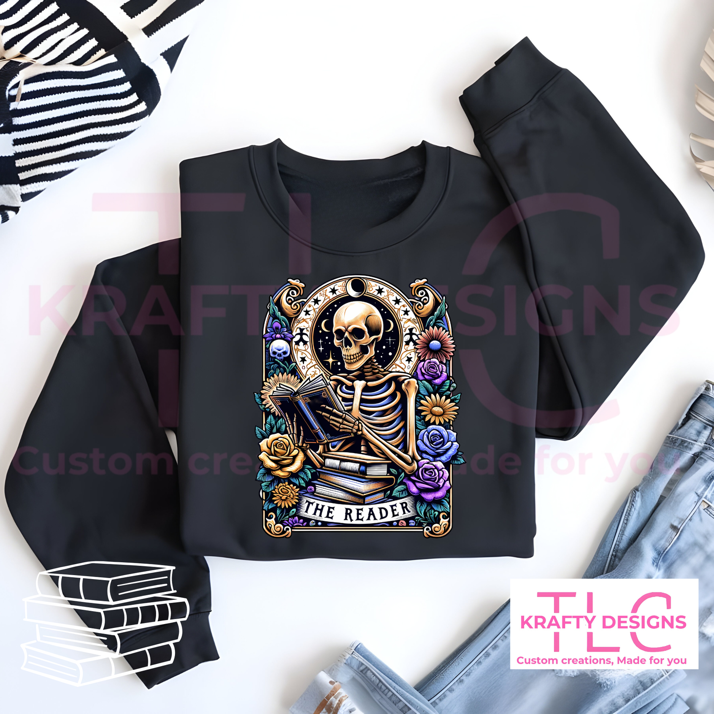 The Reader Tarot Card Graphic Apparel - Book Lovers Design