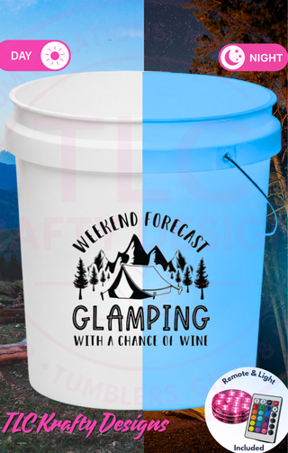 Weekend Forecast: Glamping with a Chance of Wine White LED Bucket with Lid | Custom UVT Design + Seat Lid Upgrade