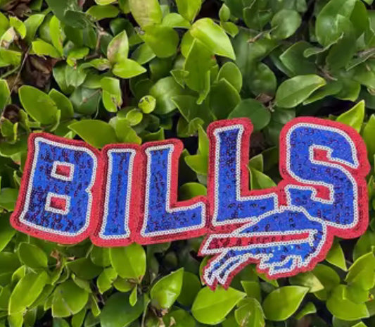 XL Buffalo Football Chenille Patch – Oversized Iron On Sports Patch | Red Blue Team Spirit Appliqué | Jacket Sweatshirt Patch