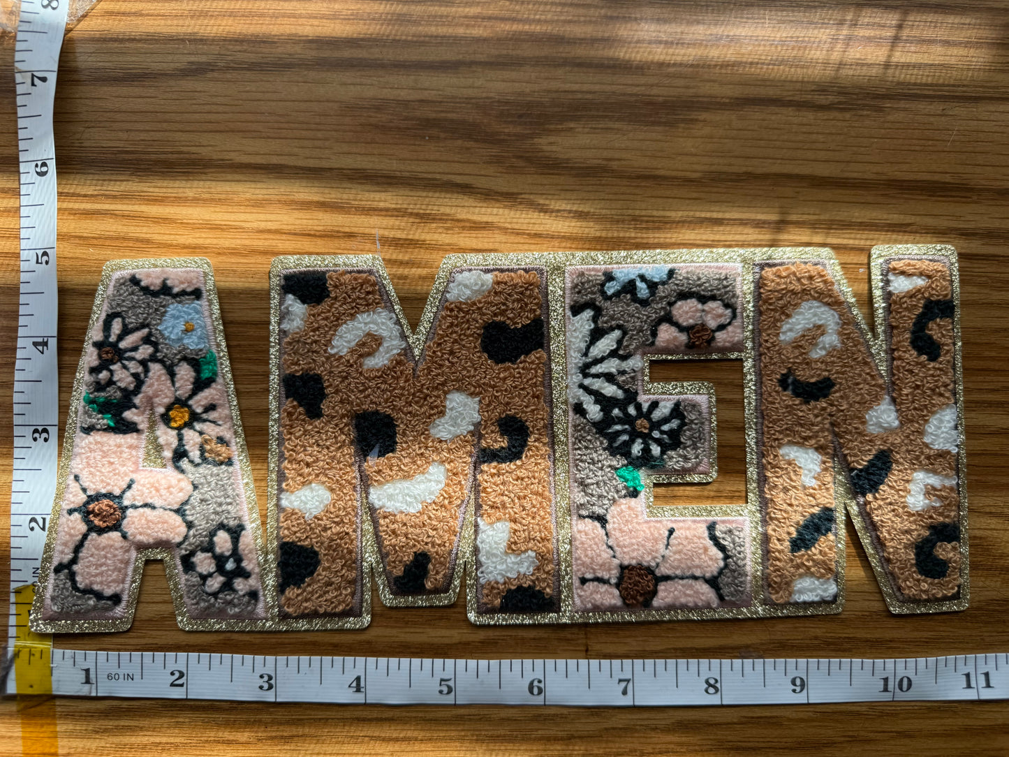 Amen Chenille Patch Sweatshirt, Christian Faith Sweatshirt, Floral Leopard Varsity Letter Sweatshirt