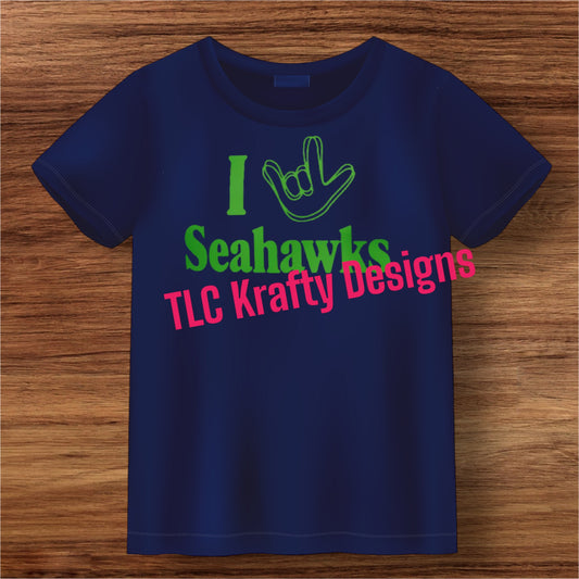 “I Love Seahawks” ASL Tee - A Perfect Gift for Seahawks Fans!