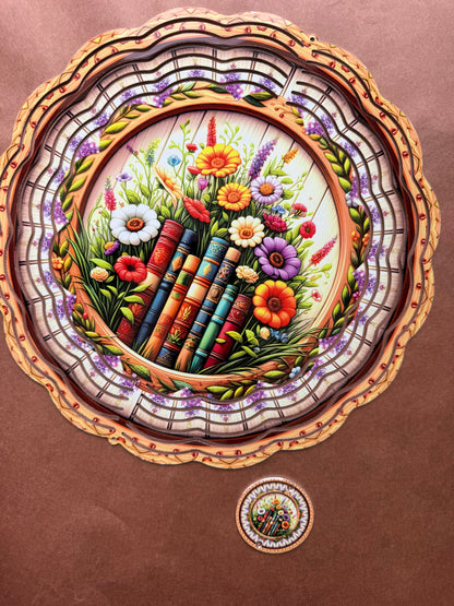 Book Lover Wind Spinner, Floral Library Garden Spinner, Reading Lover Outdoor Decor, Bookworm Gift, Literary Garden Art, 10 Inch Double Spinner