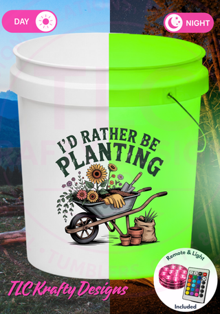 I’d Rather Be Planting Light Up Bucket, Gardening Gift for Her, Garden Lover LED Bucket, Flower Gardener Decor, Outdoor Patio Light