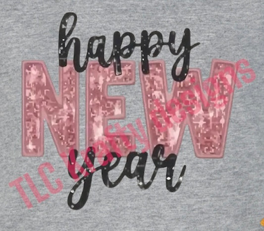 Happy New Year Pink Glitter Sweatshirt