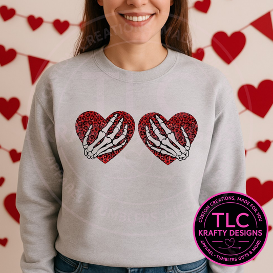 Spooky Valentine Shirt | Skeleton Hands Heart Valentine Sweatshirt