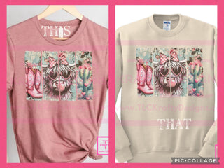 Cowgirl Chic Tanks, Short & Long Sleeve Shirts – Highland Cow, Boots, and Floral Design