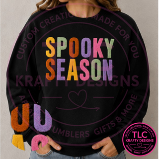 Spooky Season Fuzzy Iron-On Patch, Large Halloween Patch, Oversized Fuzzy Patch, Heat Press Patch for Sweatshirts, Jackets & Bags