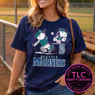 Seattle Baseball Nostalgic Cartoon Duo Design - Seattle Sports Apparel