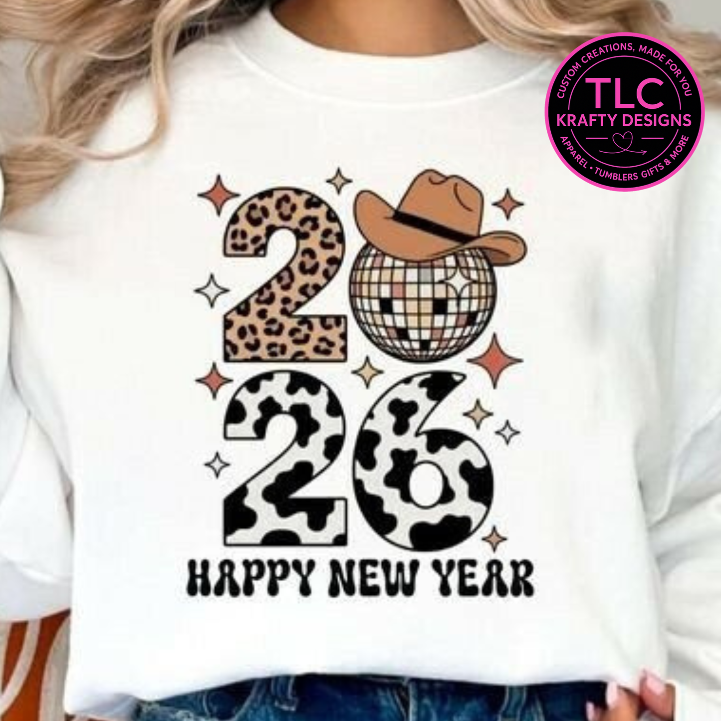 Western Design Happy New Year Sweatshirt - New Year's Eve Crew Neck or Hoodie CK