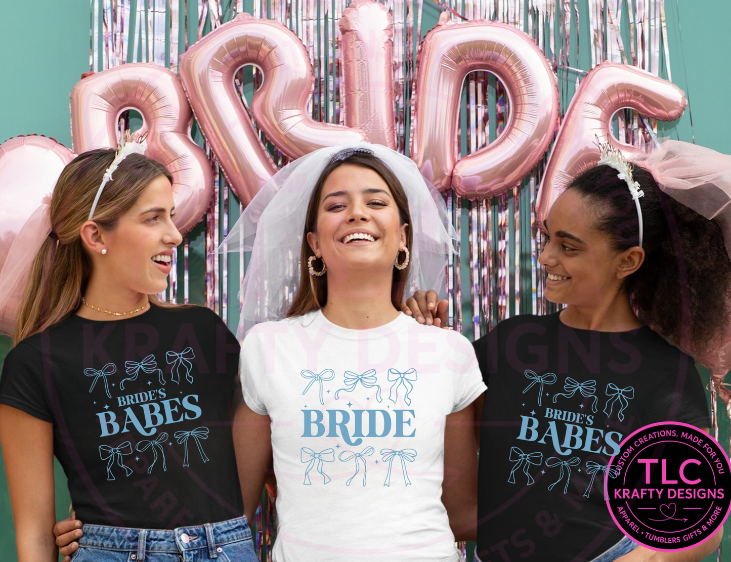 Bride and Babes Blue Bow Shirts - Bachelorette VIbes Apparel CK