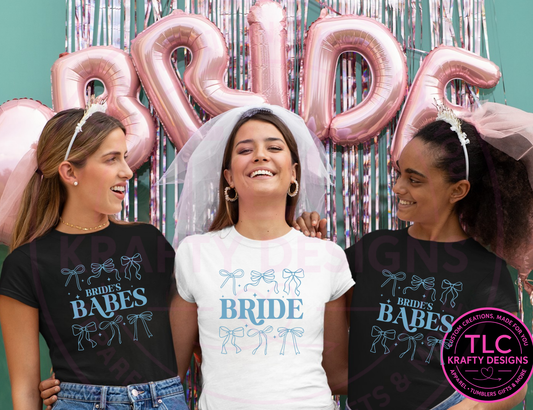 Bride and Babes Blue Bow Shirts - Bachelorette VIbes Apparel CK