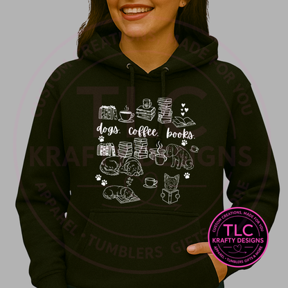 Dogs Coffee Books Shirt or Sweatshirt - Pet Lovers Apparel