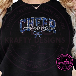Cheer Mom Blue Rhinestone Patch Apparel - Sports and Game Day Apparel