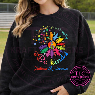 Be Kind Autism Awareness Apparel - Colorful Flower Puzzle Design