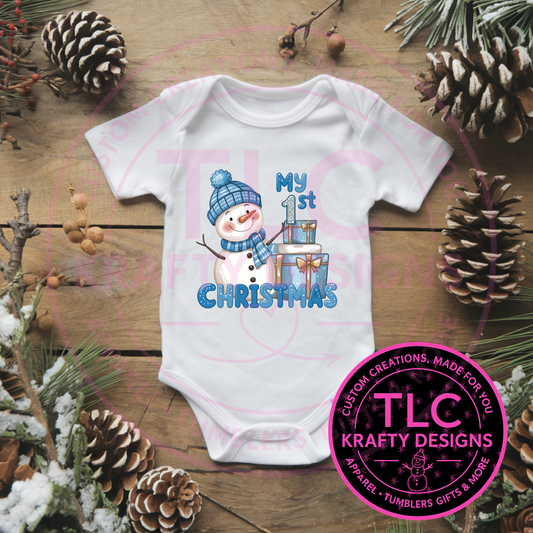 Cheery Blue Snowman Onesie - Cute My First Christmas Onesie CK